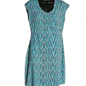 Title Nine Aqua and Navy Geometric Tunic